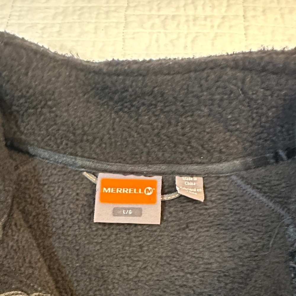 Merrell Black Sherpa Fleece Jacket Full Zip Teddy Pile Cozy Outdoor Men’s L - Picture 3 of 7
